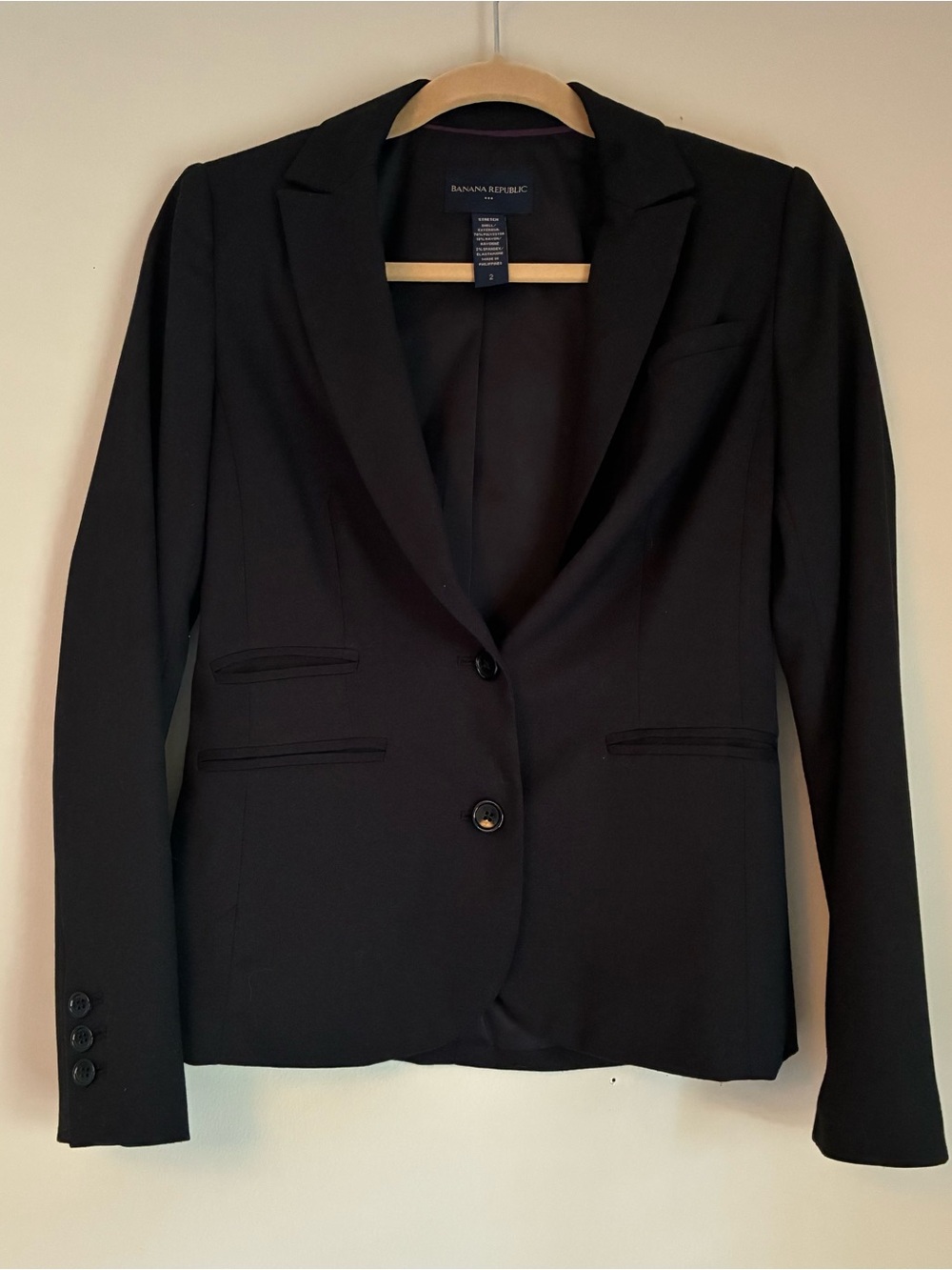 Banana Republic Black Women's Two-Button Tailored Blazer
